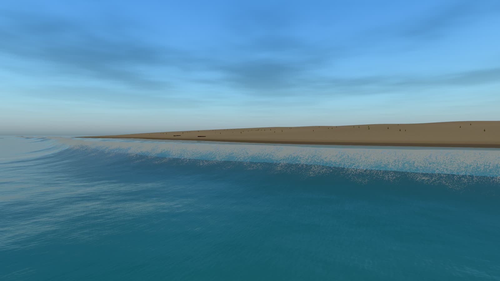 Beach preset, a ground swell breaking onto sand