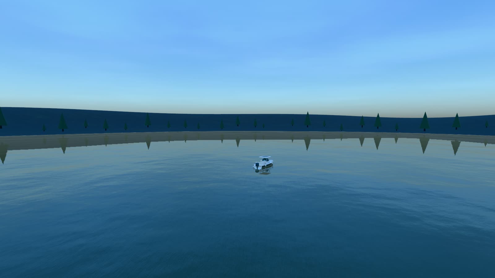 Lake preset, wooded hills around freshwater