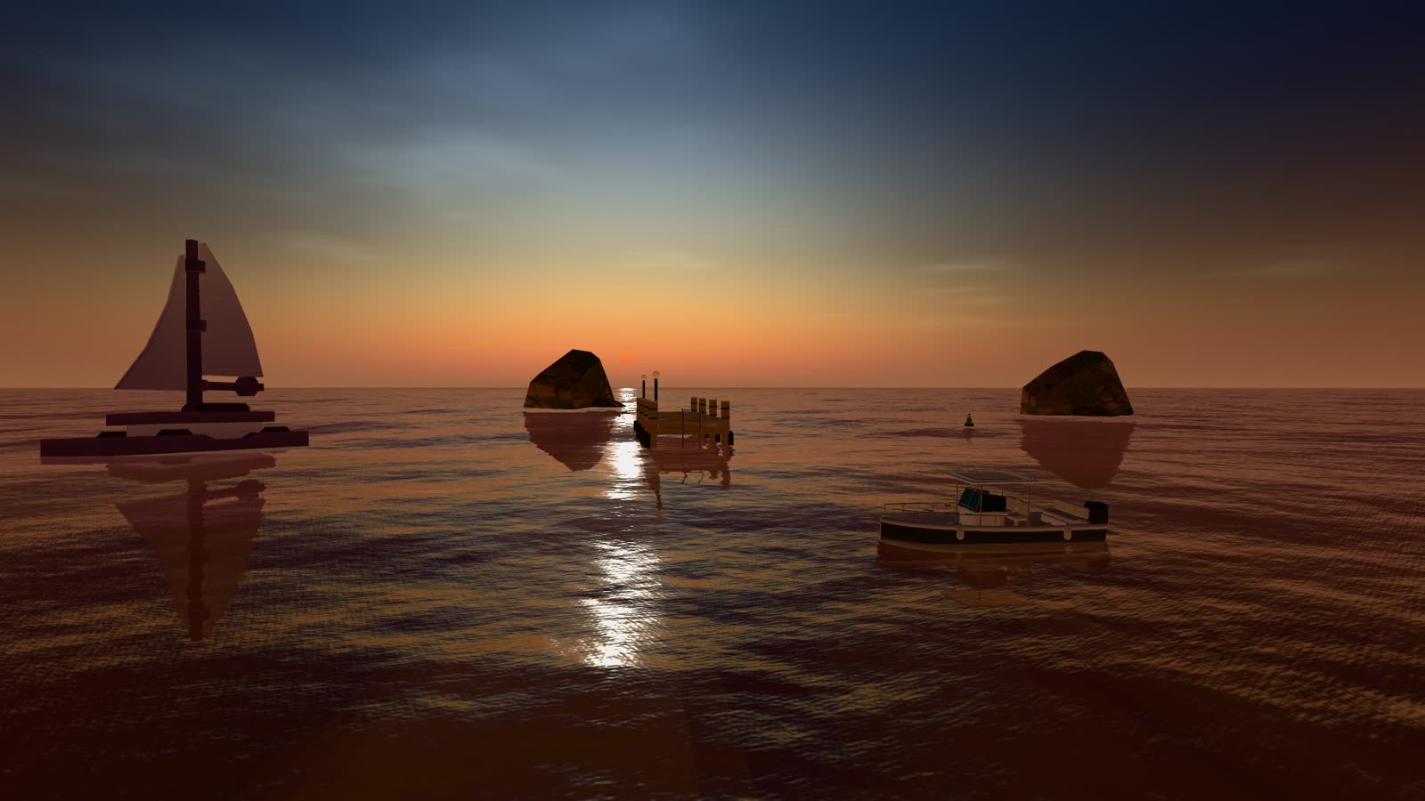 Sunset preset, warm amber sky