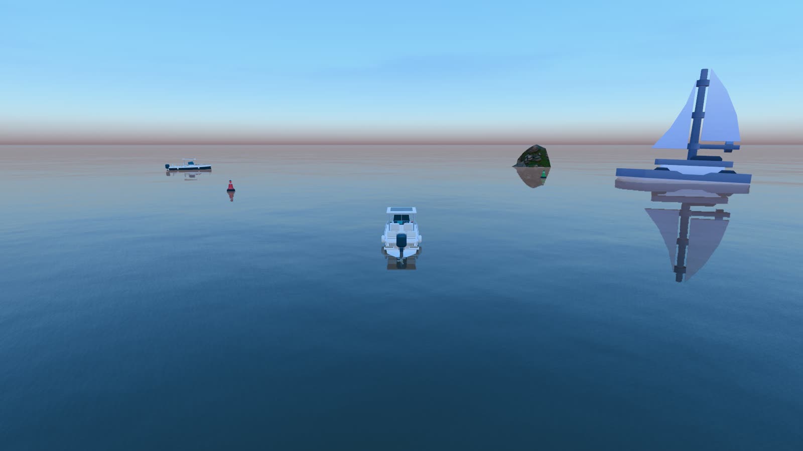 Tranquil preset, glassy calm at twilight